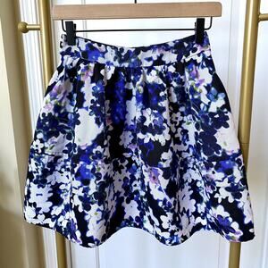 Express Women’s Mini Circle Skater Skirt Size 0 Multicolor Floral Print Pockets